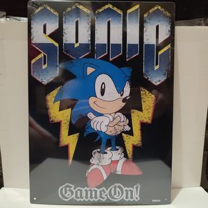 Sonic The Hedgehog Metal Tin Sign Wall Hanging Official Sega Collectible Decor